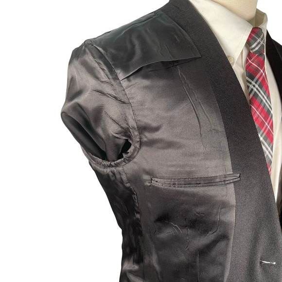 Jos A Bank Sport Coat Mens 41L Black 100% Cashmere Two Button Gordon